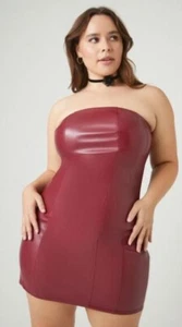 Forever 21 Burgundy Faux Leather Princess Seamed Mini Dress Plus Size 3X, 22/24 - Picture 1 of 7