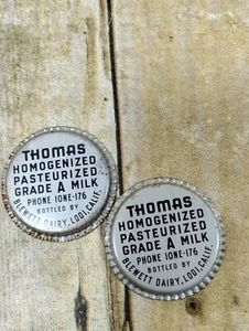 Tapa de Botella de Leche Aluminio Thomas Homogeneizado Pasteurizado Grado A Blewett Dairy Ca - Imagen 1 de 4