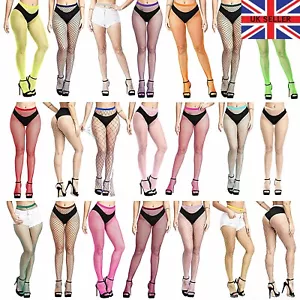 Womens Coloured Fishnet Dance Tights - Micro Wide Whale Fish Party Nets UK 6-16 - Picture 1 of 71