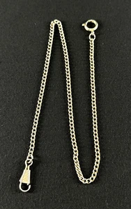 Pocket Watch Fob Chain 18 Inch Silver Tone Cuban Link Chain and Clip Vintage - Picture 1 of 6