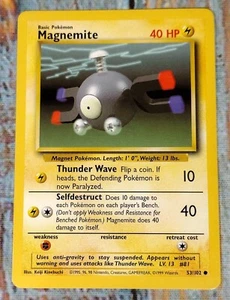Pokemon Card Magnemite 53/102 Base Set Basic Common 1999 (#2) - Picture 1 of 4