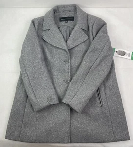 Womens SIZE XL Andrew Marc New York Light Grey 3 Button Pea Coat NWT - Picture 1 of 15