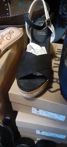 MAKERS MORA 57 BLACK PLATFORM WEDGE SHOES 8 M - Picture 1 of 5