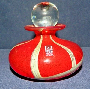 Botella vintage firmada de perfume de vidrio Midina o pisapapeles con etiqueta Malta - Imagen 1 de 4