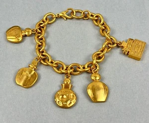 Christian DIOR Bracelet Perfume Bottle Charm Bracelet Gold Tone - Picture 1 of 12