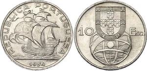 RARE PORTUGAL SILVER COIN - 10 ESCUDOS 1954 - UNC BU - KM#586 - Picture 1 of 2