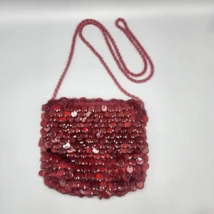 Vintage Handbag La Regale Red Party Purse Beaded Strap Crossbody Accessories - Picture 1 of 8