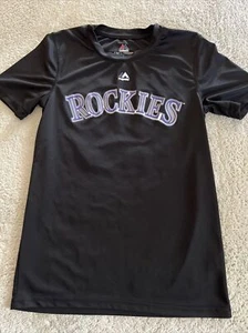 Camisa de béisbol Majestic Colorado Rockies negra púrpura arenado 28 manga corta 12 - Imagen 1 de 6