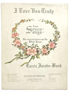 1906 I Love You Truly partituras de siete canciones de Carrie Jacobs-Bond - Imagen 1 de 1