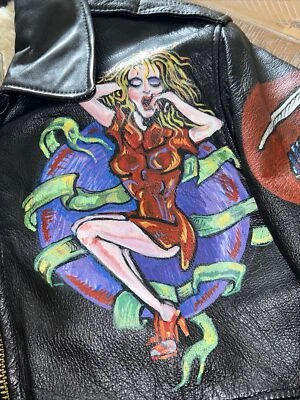 Georgetown Leather Pilot Bomber Jacket Vietnam Green Beret Lady Luck Grin Reaper - Image 1 of 4