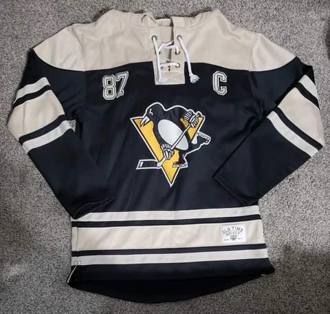 Sidney Crosby Penguins Men's Medium M Old Time Hockey Jersey Hoodie Pullover Cover