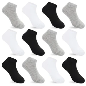 12Pairs Kid Breathable Athletic Ankle Socks Boys Girls Cotton Low Cut Socks - Picture 1 of 7