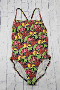 Nike WOMENS SZ XL HydraStrong Bulls Ox Printed Red One Piece Swimsuit Beach - Picture 1 of 11