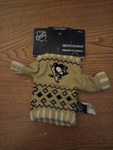Pittsburgh Penguins Christmas Sweater Ornament black and gold Cover