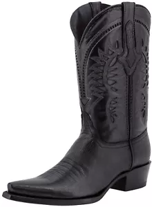 Herren schwarze Eidechse Cowboystiefel Ledermuster Western spitze Zehenpartie - Bild 1 von 5