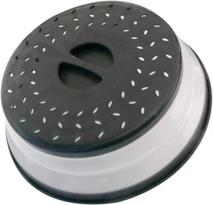 Collapsible Microwave Splatter Cover For Food With Silicone Mats, 10.5 black - Picture 1 of 8