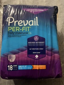 Adult Diapers Prevail Per-Fit DailyUnderwear Extra Absorbency 18 count Large - Picture 1 of 1