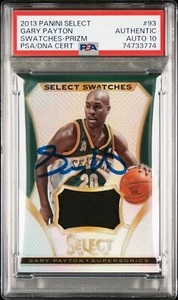 Gary Payton 2013 Panini Select Game Used Swatches Signed Card #93 Auto PSA 10 - Picture 1 of 2
