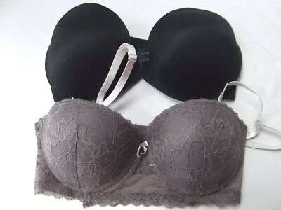 Lote 2 sujetadores Victorias Marilyn Monroe sin tirantes encaje push up pad cierre delantero COMO NUEVO Foto 1 de 4