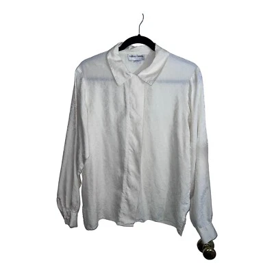 Blusa Manga Larga Vintage Años 90 CASUAL CORNER Marfil 100% Seda Talla 12 Foto 1 de 4