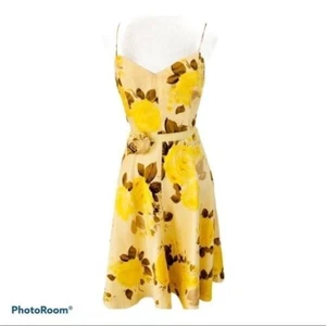 Banana Republic yellow floral 100% silk dress 2 - Picture 1 of 9