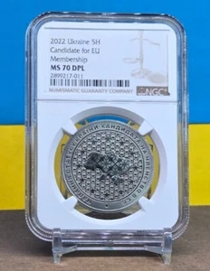 2022 UKRAINE 5H UAH GRANTING OF CANDIDATE FOR EU MEMBERSHIP - NGC MS70 DPL COIN - Picture 1 of 13