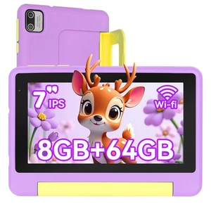 Kids Tablet 7 inch Android 13 Tablet for Kids 3-12 8GB RAM 64GB ROM Parent Cont - Picture 1 of 7