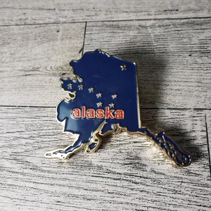Alaska Magnet Metal State Map with Big Dipper Alaska Shape Enameled CLIP EUC - Picture 1 of 6