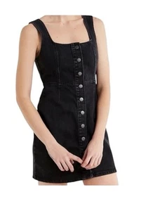 URBAN OUTFITTERS Ladies Sz 8 Black Denim Button Front Jumper Jean Dress - Picture 1 of 6