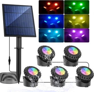 5 IN 1 Solar Pond Light LED Outdoor Underwater RGB Multicolor Fountain Pool Lamp - Picture 1 of 7