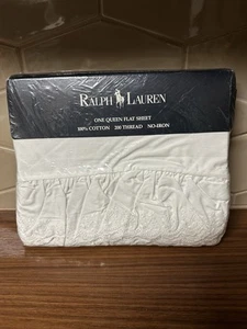 Ralph Lauren Queen Flat Bromley White NWT 1987 Eyelet Lace - Picture 1 of 9