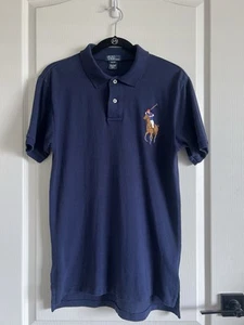 Vintage Polo By Ralph Lauren Boys Size XL /20 Navy Polo Shirt Big Pony Logo - Picture 1 of 14