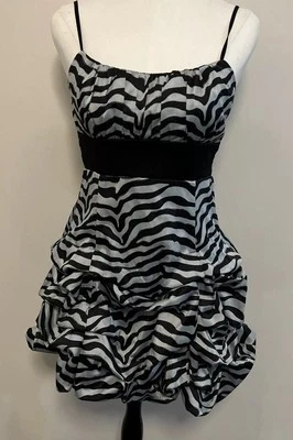 RUBY ROX Black/silver Spaghetti Strap Ruched Bubble Skirt Sz 5/AU8 EUC - Image 1 of 4