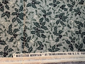 Thimbleberries cotton fabric 7/8 yd Mistletoe Mountain Christmas holly berries - Picture 1 of 1