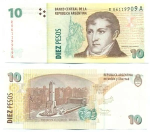 ARGENTINA NOTE 10 PESOS (2014) DEL PONT-DOMINGUEZ REPLACEMENT B# 3446 P 354 UNC - Picture 1 of 1