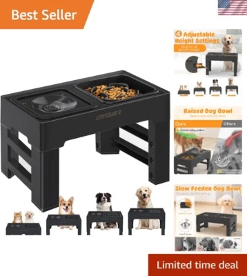 Alimentador lento elevado ajustable 2 en 1 y tazón para perros sin derrames para todas las razas Foto 1 de 4