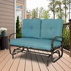 Patio Loveseat Metal Glider 2 Seat with Cushions Home Outdoor Garden