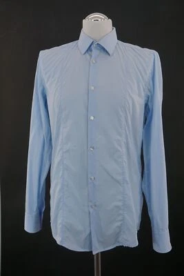 HUGO BOSS Camicia Phillo M KW40 Blu Azzurro Manica Lunga Collo Kent Slim B588 - Immagine 1 di 4