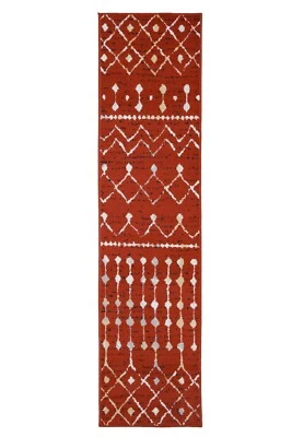 Distressed Moroccan Runner - 2'x8', Rust, Transitional Design Area Rug - 505 - Image 1 of 4