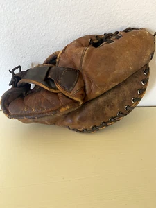 Antique Vintage Baseball Leather Glove First Base Mitt With Buckle Strap - Picture 1 of 4