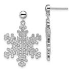 Sterling Silver 242 Stone Cubic Zirconia Snowflake Drop and Dangle Earrings