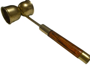 Vintage Brass Tone Metal Candle Snuffer Amber Lucite Handle Double Sided - Picture 1 of 11
