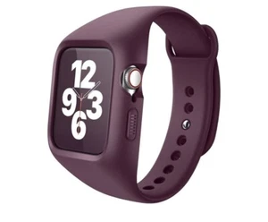 Case Strap Band Compatible with Apple Watch Claret 44mm45mm Soft Silicone - Picture 1 of 4