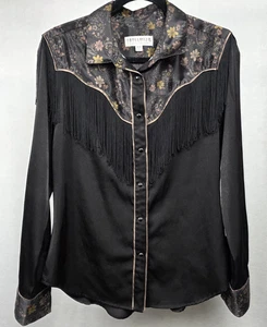 Idyllwind Fueled by Miranda Lambert Damen Top Fransen Perlen Druckknöpfe Blumen Blk M - Bild 1 von 8