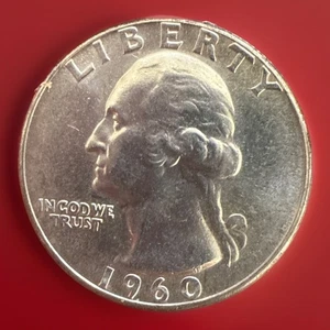1960-P Washington Quarter BU Uncirculated 90% Silver 25c US Coin FAST S&H 967 - Picture 1 of 7