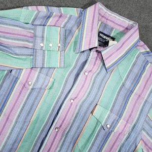 Vintage Wrangler Pearl Snap Hemd Herren 16-33 Cowboy Schnitt Regular Fit Einnadel - Bild 1 von 10