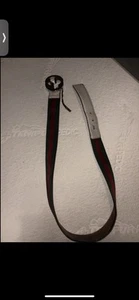 GUCCI WEB Cinturón Blanco Verde Rojo Rayas Talla 95cm Se Ajusta 32-34 - Imagen 1 de 5