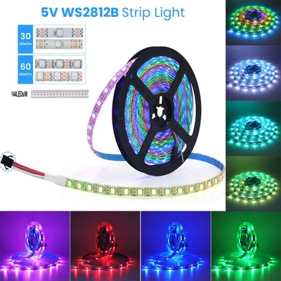 WS2812B RGB Streifen Individuell Adressierbar WS2812 5050 SMD Heimdekoration 5V - Bild 1 von 4