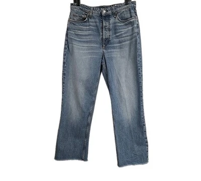 Rag & Bone Alex High Rise Straight Leg Jeans 26" Raw Hem Blue Women’s Size 30 - Image 1 of 4