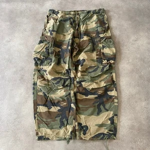 Abercrombie Cargo Trousers Mens 36" Woodland Camo Military Baggy Fit Pants Green - Picture 1 of 11